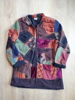 Parsley & Sage Multicolor Patchwork Quilted Utility Jacket